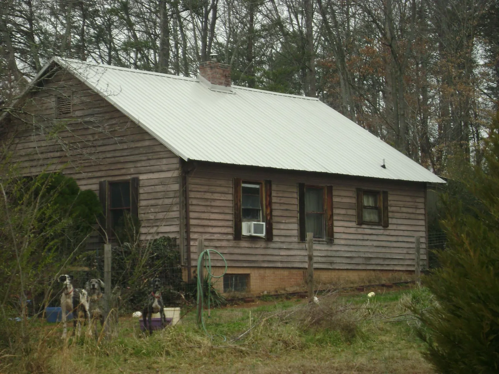 White metal roof on an old wood sided farmhouse, from a Asphalt Shingle Roof Repair job in Whitney Point